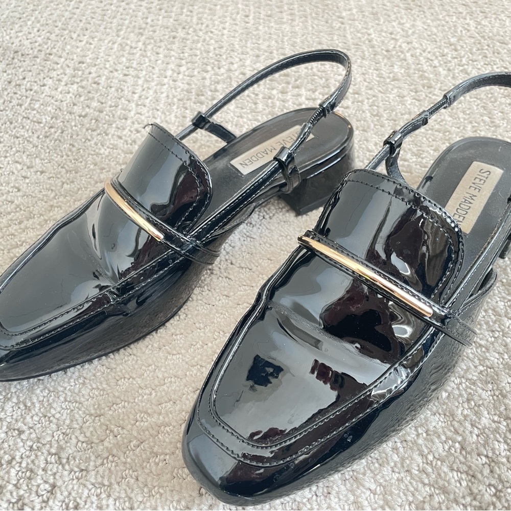 Steve Madden Black Patent Leather Mule